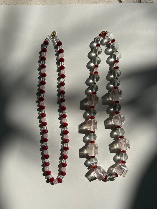 Vintage burgandy reds - faceted necklaces