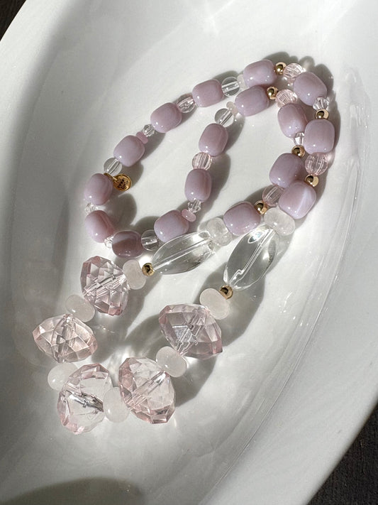 Moody hues - vintage faceted bead necklaces