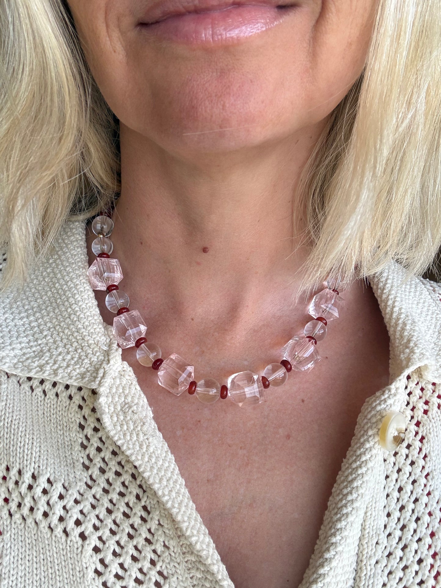 Vintage burgandy reds - faceted necklaces