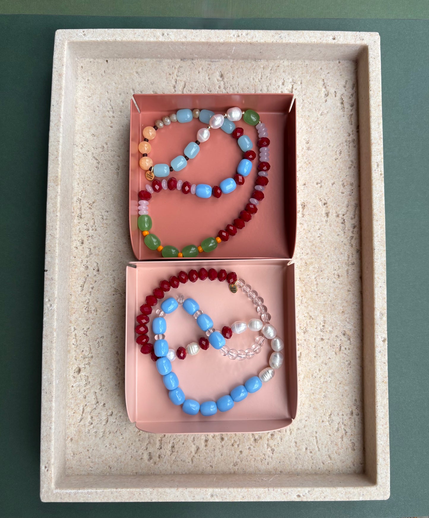 Burgandy blues necklace with pearls
