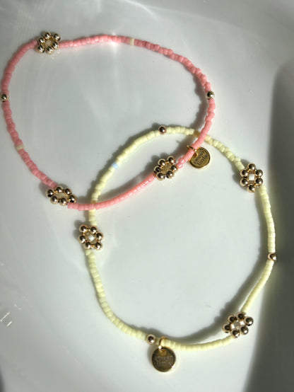 Gold flower fine beaded bracelets