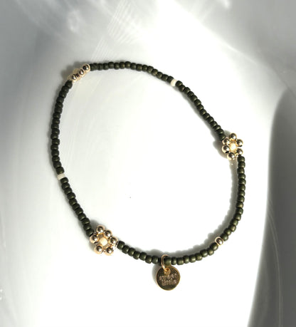 Gold flower fine beaded bracelets