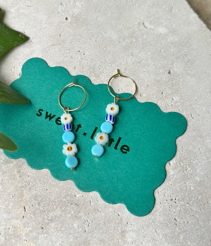 #0046 Daisy Blues Hoop Earings