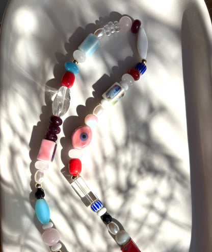 Mix-up bright necklaces with vintage beads