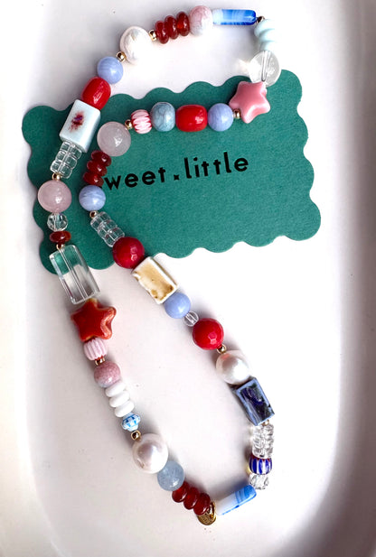 Mix-up bright necklaces with vintage beads