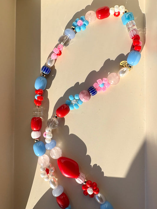 Beaded flower mixed necklace