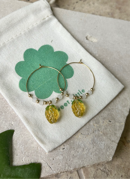 #0043 Pineapple Hoop Earings
