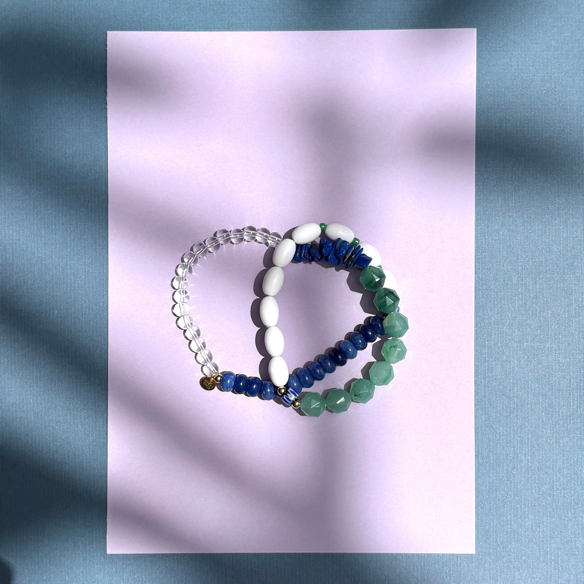 Colour blocked mixed beaded necklaces