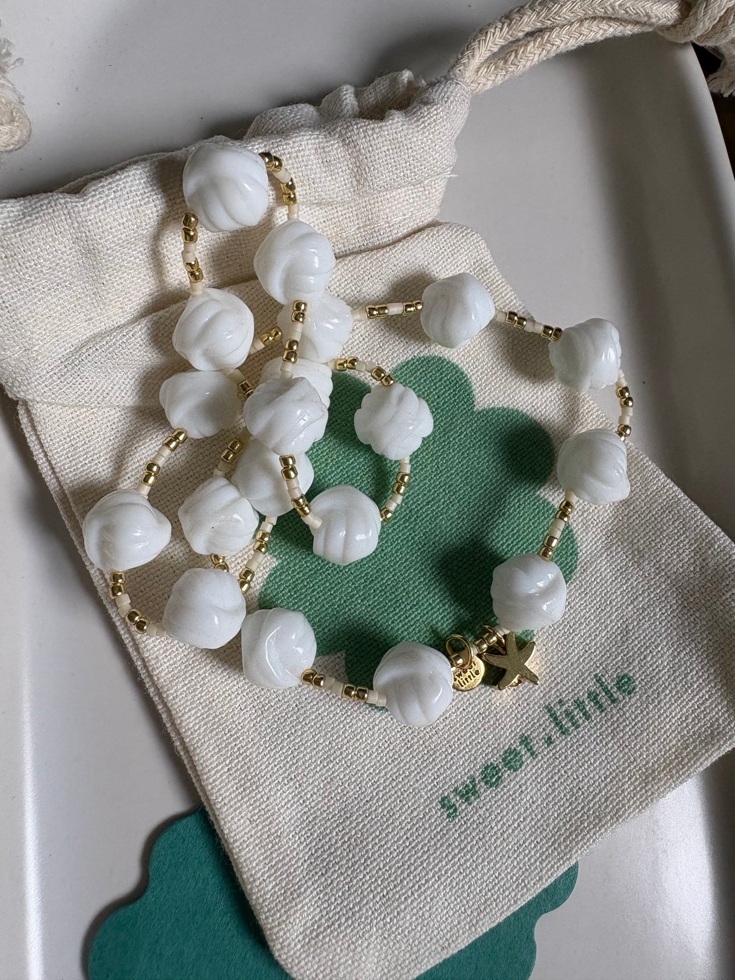 Vintage glass knot bead necklace