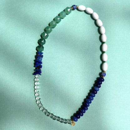 Colour blocked mixed beaded necklaces