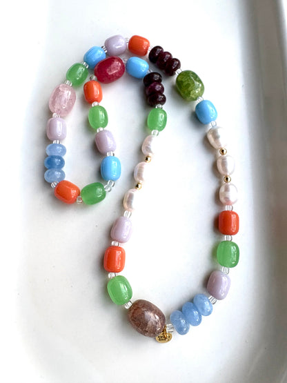 Semi-precious stone necklaces with charms