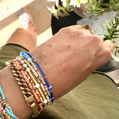 Soft lemon yellow and white bracelet