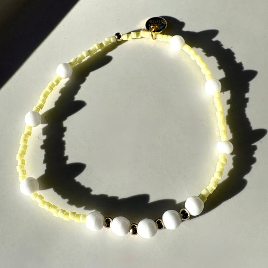 Soft lemon yellow and white bracelet