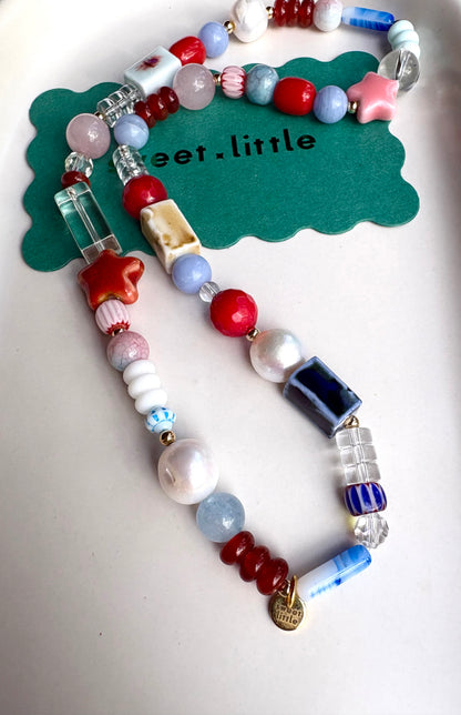 Mix-up bright necklaces with vintage beads