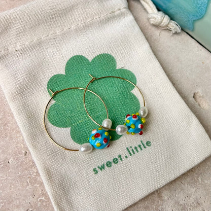 #0048 Spotted Sphere Hoop Earings