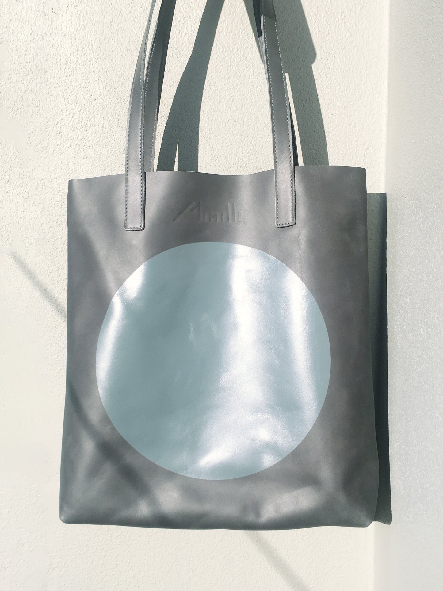 SPOT Grey Leather Tote Bag