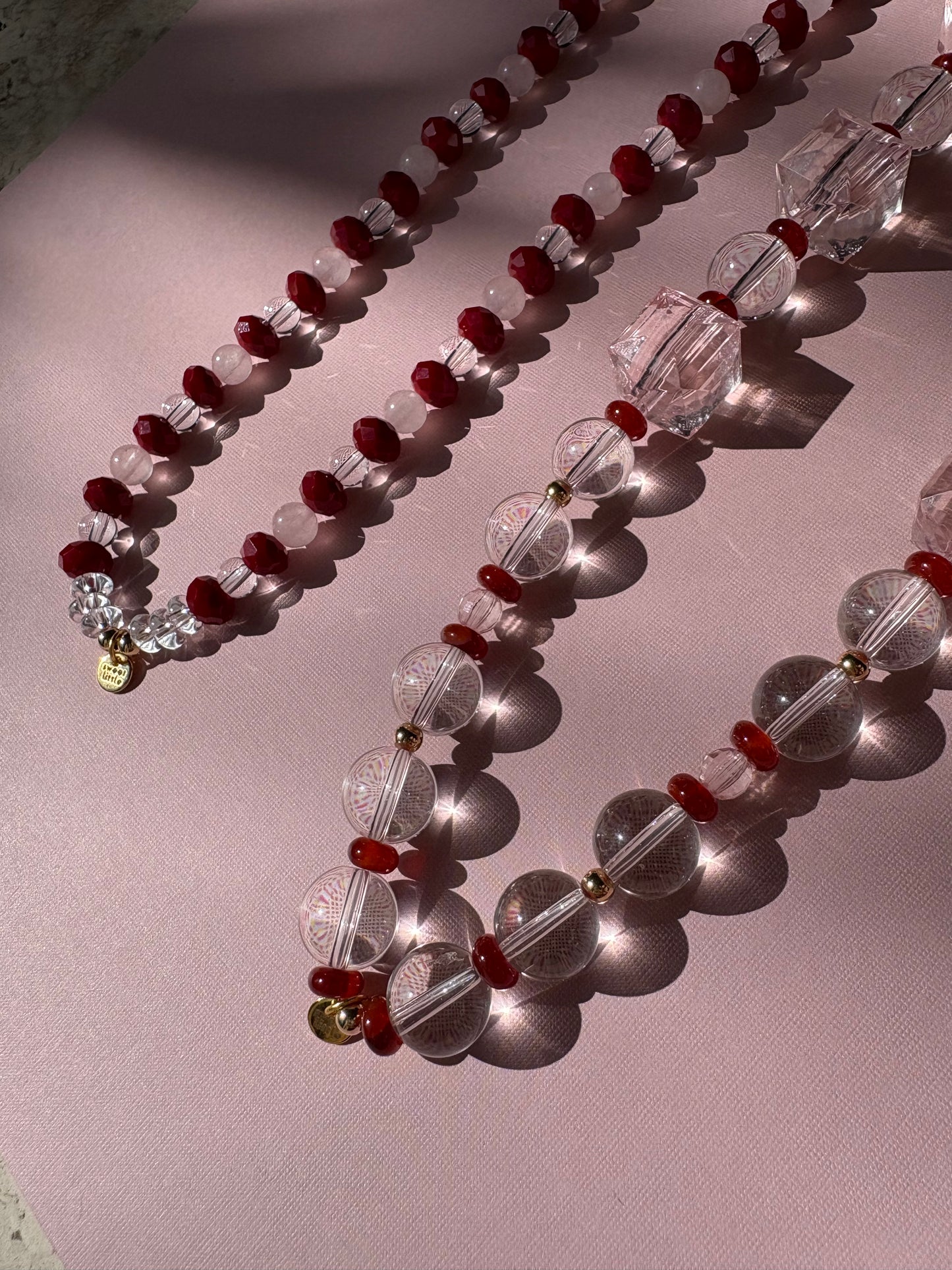 Vintage burgandy reds - faceted necklaces