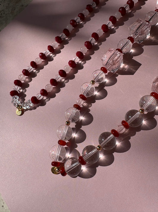 Vintage burgandy reds - faceted necklaces