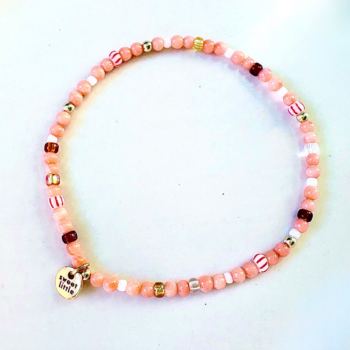 Peachy rounded bead bracelet