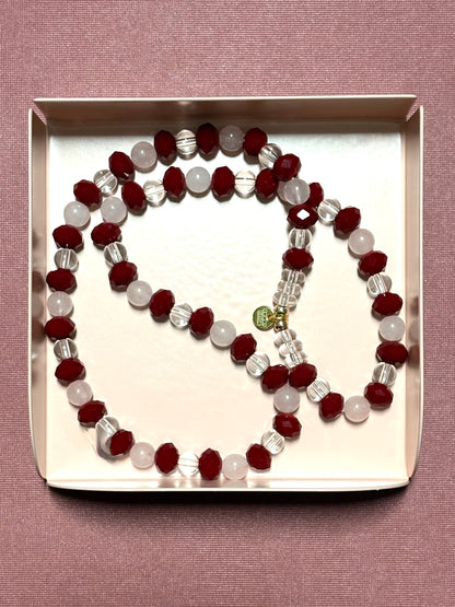 Vintage burgandy reds - faceted necklaces