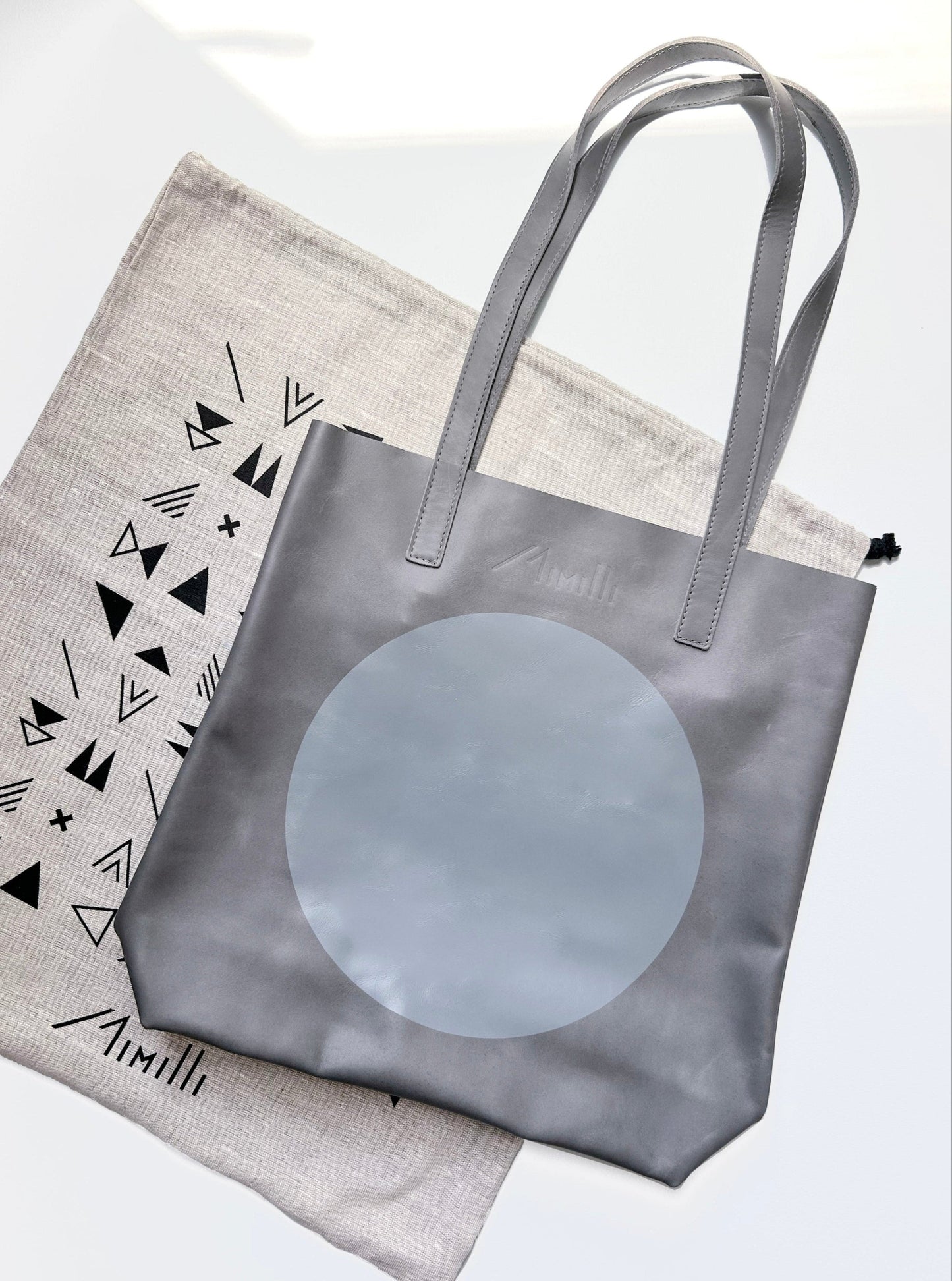 SPOT Grey Leather Tote Bag
