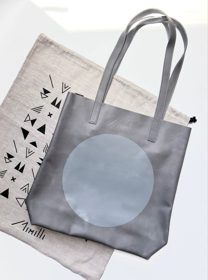 SPOT Grey Leather Tote Bag
