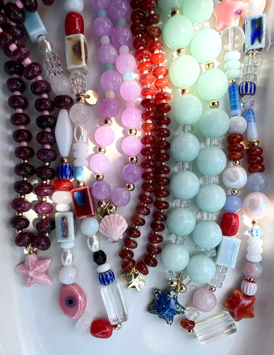 Semi-precious stone necklaces with charms