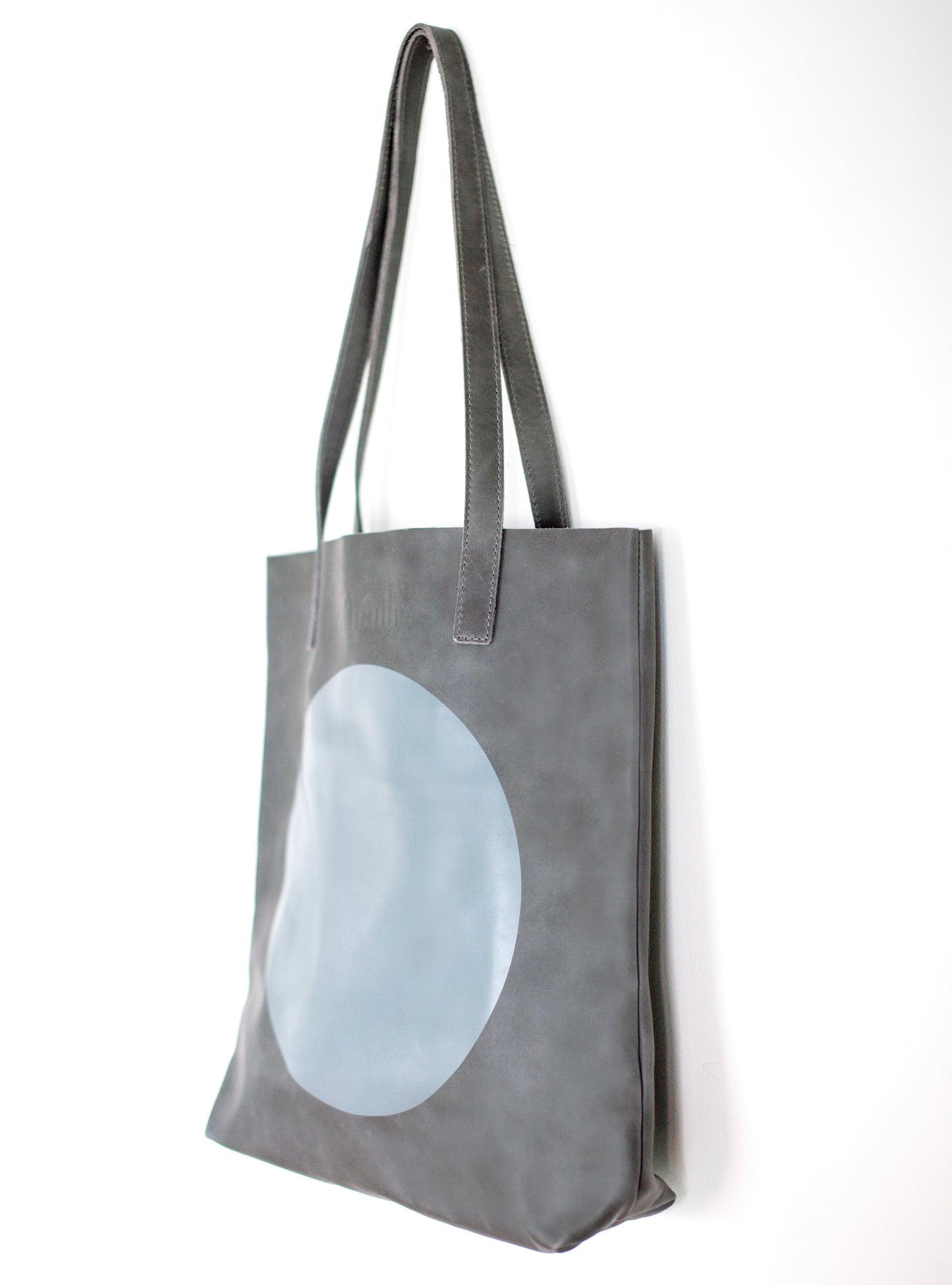SPOT Grey Leather Tote Bag