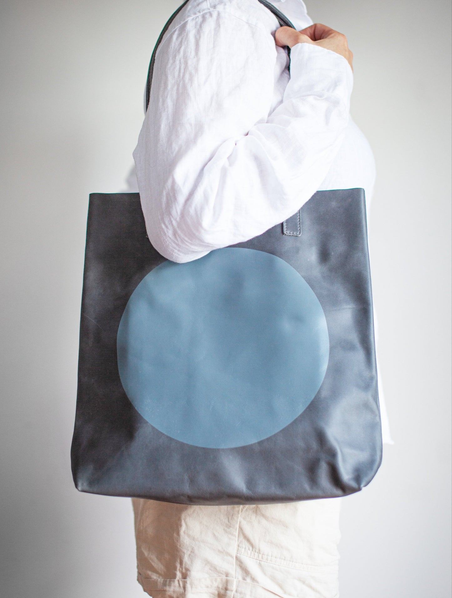 SPOT Grey Leather Tote Bag