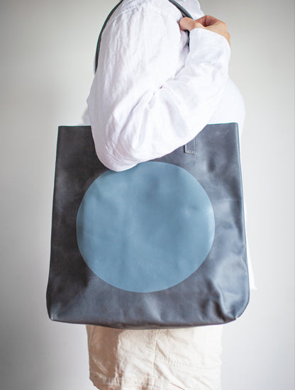 SPOT Grey Leather Tote Bag