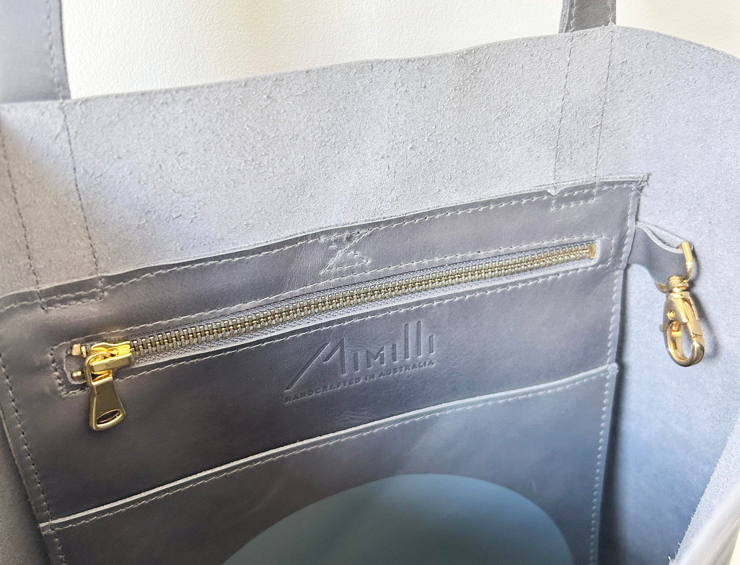 SPOT Grey Leather Tote Bag