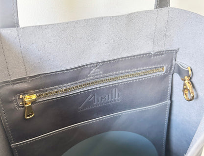 SPOT Grey Leather Tote Bag