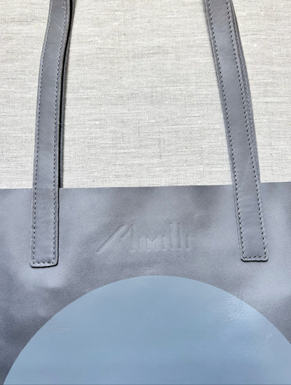 SPOT Grey Leather Tote Bag
