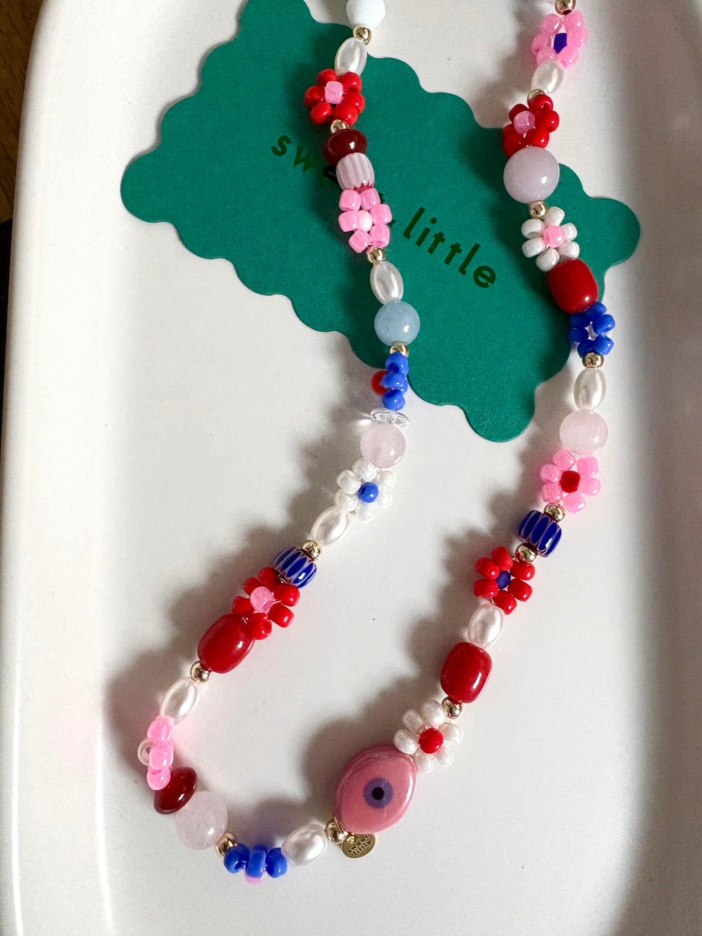 Beaded flower mixed necklace