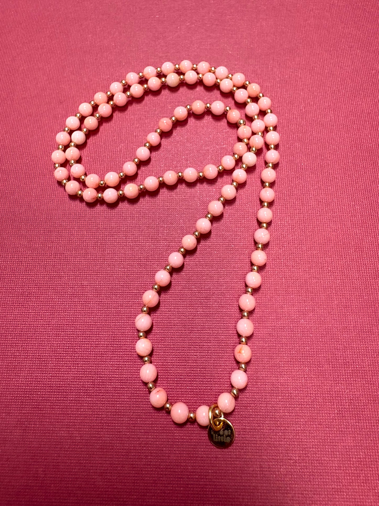 Pink opal delicate beaded necklace