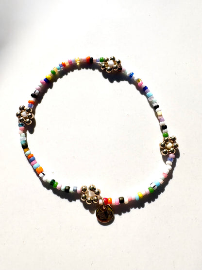 Gold flower fine beaded bracelets