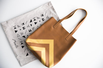 PEAKS Tan Leather Tote Bag