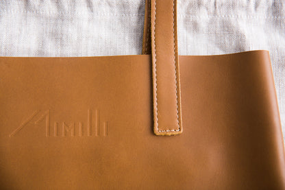 PEAKS Tan Leather Tote Bag