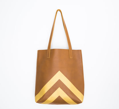 PEAKS Tan Leather Tote Bag