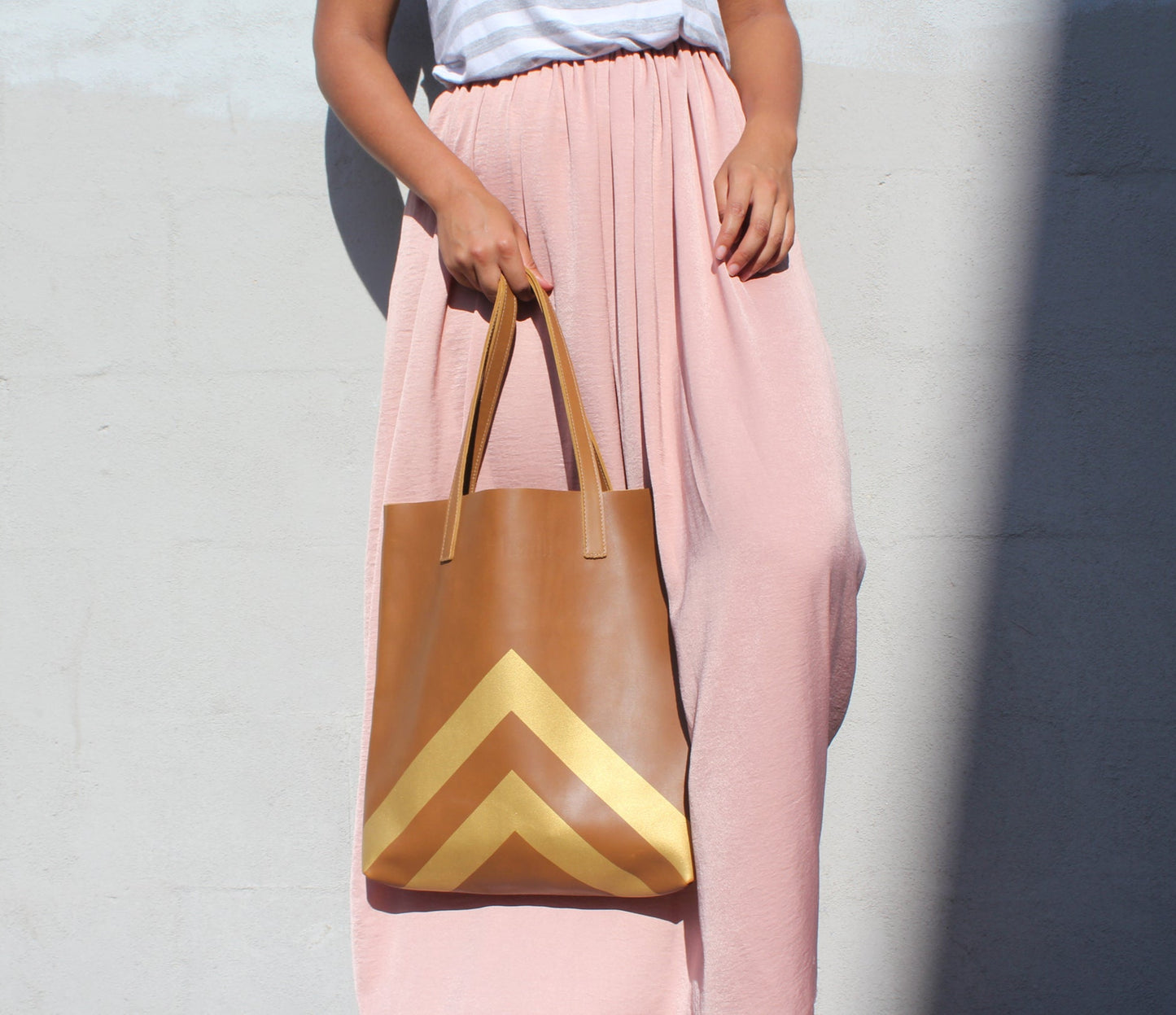 PEAKS Tan Leather Tote Bag