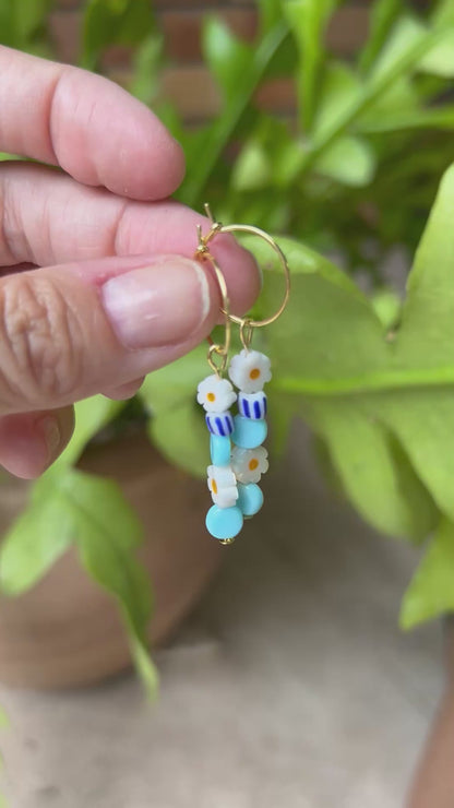 #0046 Daisy Blues Hoop Earings