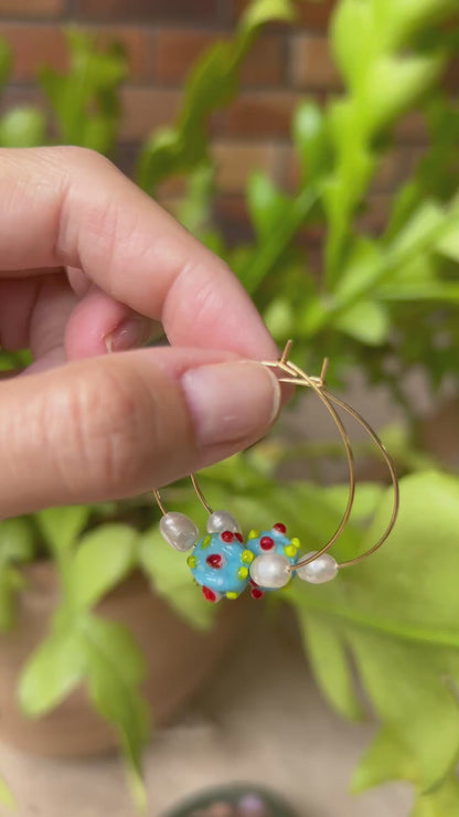 #0048 Spotted Sphere Hoop Earings